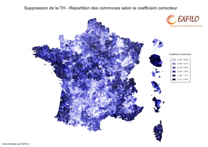Carte de France du coefficient correcteur Suppression TH - EXFILO